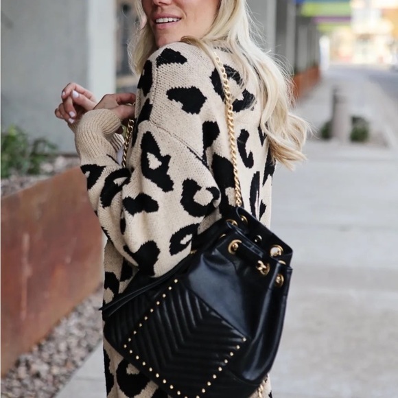 Boho leopard print open front cardigan - Picture 1 of 8